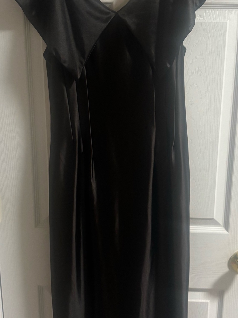 Black Satin V-Neck Women’s Dress size L